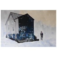 Image 2 of A Blue House On A Cold Day In Reykjavik - Fine Art Giclee Print - Framed and Unframed