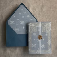 Image 4 of Festive snowflake printed vellum wrap for 5x7 cards PACK of 10
