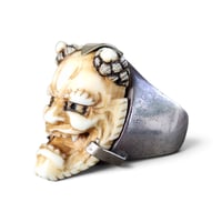 Image 3 of Vintage Carved Bone Hannya (Oni) Ring, c. 40s-50s