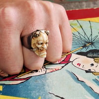 Image 7 of Vintage Carved Bone Hannya (Oni) Ring, c. 40s-50s