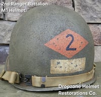 Image 1 of WWII 2nd Ranger Battalion M-1 Helmet. NCO. D-Day Normandy. 