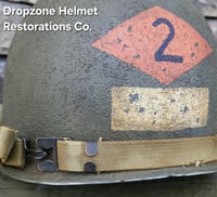 Image 5 of WWII 2nd Ranger Battalion M-1 Helmet. NCO. D-Day Normandy. 