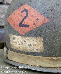 Image 7 of WWII 2nd Ranger Battalion M-1 Helmet. NCO. D-Day Normandy. 