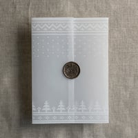 Image 3 of Knitted holiday printed vellum wrap for 5x7 cards PACK of 10