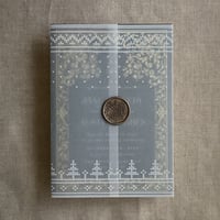 Image 1 of Knitted holiday printed vellum wrap for 5x7 cards PACK of 10