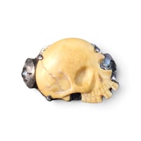 Image 1 of Vintage Asian Export Carved Bone Skull Ring, c. 30s-40s