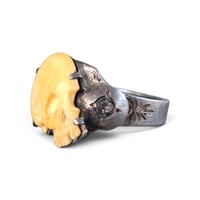Image 2 of Vintage Asian Export Carved Bone Skull Ring, c. 30s-40s