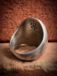 Image 5 of WL&A Handmade Old Style Sterling Silver High Grade Black Jack Turquoise Signet Ring - Size 11