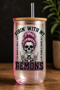 Image 1 of Vibin With my Demons 18oz Libbie Lou Wine Glass