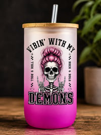 Image 2 of Vibin With my Demons 18oz Libbie Lou Wine Glass