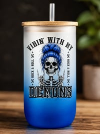 Image 3 of Vibin With my Demons 18oz Libbie Lou Wine Glass