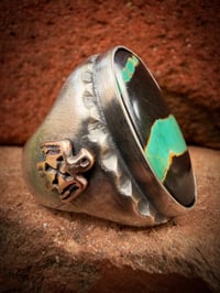 Image 3 of WL&A Handmade Heavy Sterling Black Jack Double Ribbon Thunderbird Oval Signet Ring - Size 11