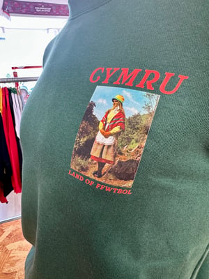 Image of CYMRU  LAND OF FFWTBOL   Sweatshirt in Bottle Green 