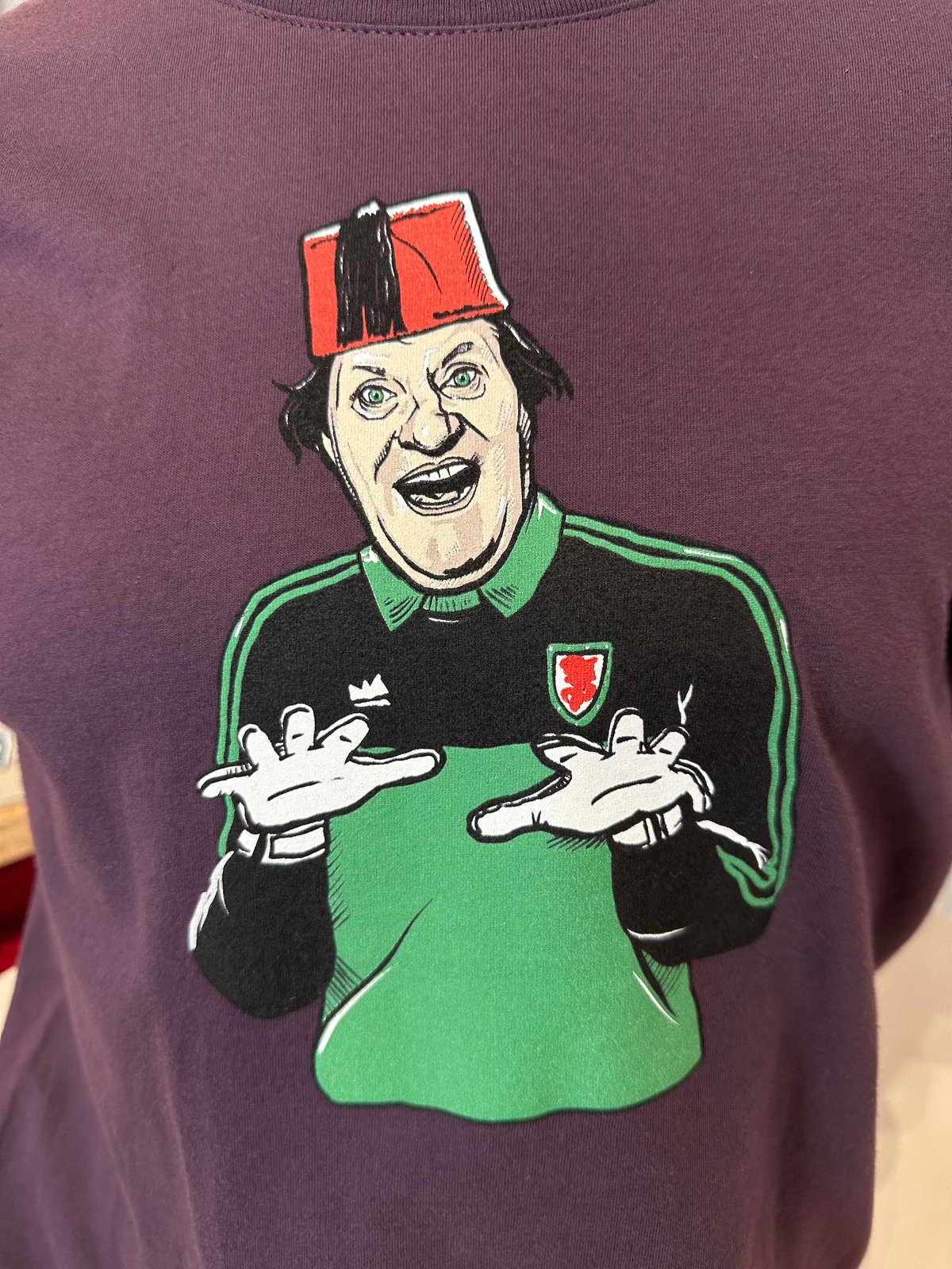 Image of ‘Just Like That’ Tommy Cooper T-shirt in Navy and Burgandy