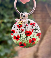 Image 4 of 'Poppies' Hand-painted Keyring Pendant