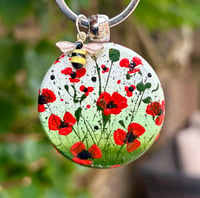 Image 1 of 'Poppies' Hand-painted Keyring Pendant