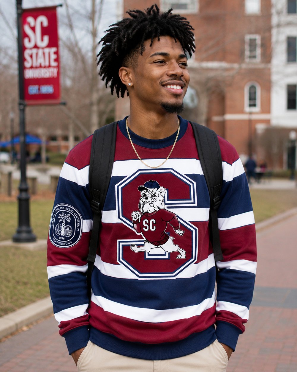 Image of STRIPED BULLDOG LOGO SWEATSHIRT