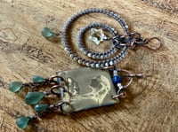 Image 2 of Asymmetrical Fortune Teller in blue earrings 