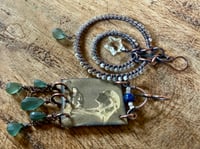 Image 3 of Asymmetrical Fortune Teller in blue earrings 