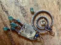 Image 4 of Asymmetrical Fortune Teller in blue earrings 