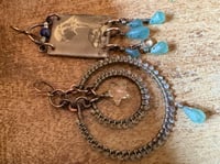 Image 6 of Asymmetrical Fortune Teller in blue earrings 