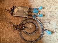 Image 7 of Asymmetrical Fortune Teller in blue earrings 