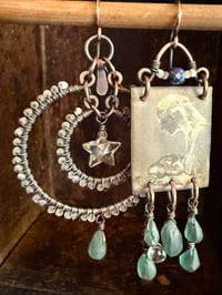 Image 8 of Asymmetrical Fortune Teller in blue earrings 
