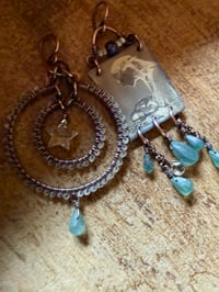 Image 9 of Asymmetrical Fortune Teller in blue earrings 