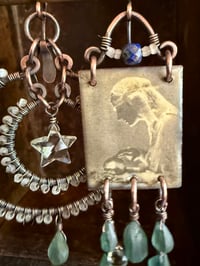 Image 11 of Asymmetrical Fortune Teller in blue earrings 