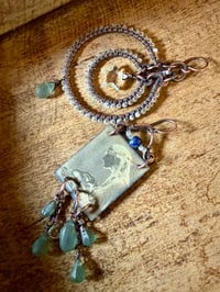 Image 16 of Asymmetrical Fortune Teller in blue earrings 