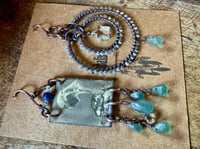 Image 1 of Asymmetrical Fortune Teller in blue earrings 