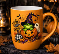 Image 1 of Grinch Trick or Treat 16oz Mug
