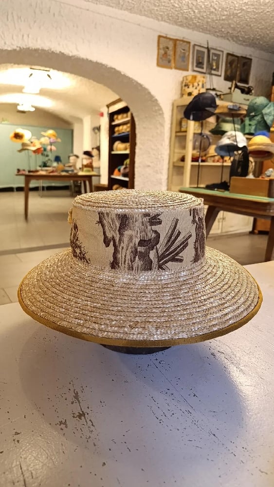 Image of Cappello Pamela tesa e fascia Toile de Jouy