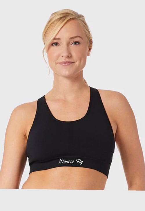 Image of Deuces Fly Black Sports Bra