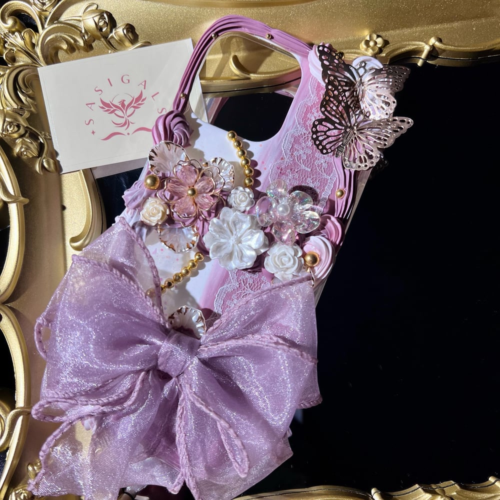 Image of Pink Raspberry Luxury Lace Bow Decoden Phone Case For All Brand 