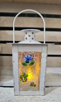 Image 3 of Mini Fused Glass & Metal Lantern – 4.6" Tall x 3" Wide