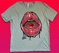 Image 1 of “CHERRY BOMBS” HAND PAINTED T-SHIRT 2XL