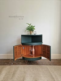 Image 2 of Nathan Corner Drinks Cabinet in Bottle Green with Copper legs