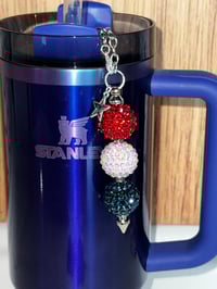 Image 1 of Fourth of July Memorial Day Patrotic Red White and Blue Tumbler Straw Dangle Charm