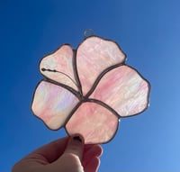 Image 3 of Stained Glass Iridescent Pink Flower