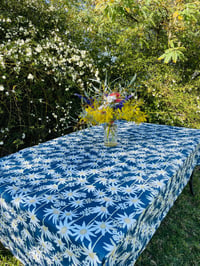 Image 2 of Tablecloth - JP Flannel Flowers (Blue)