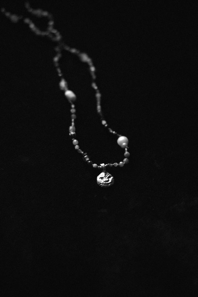 Image of peaceful moon ~ crystal beaded necklace