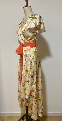 Image 4 of Floral wrap dress with piping