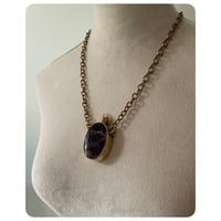 Image 5 of Dark Purple Amethyst Solid Brass Vessel Necklace