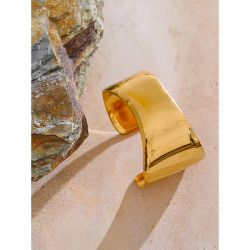 Image of ARANZA 18ct Gold Plated Steel Cuff Bracelet