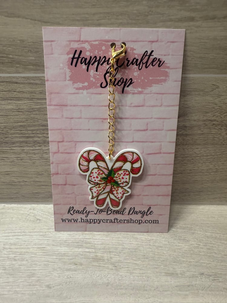 Image of Ready-To-Bead Dangle  -  Pink Candycane