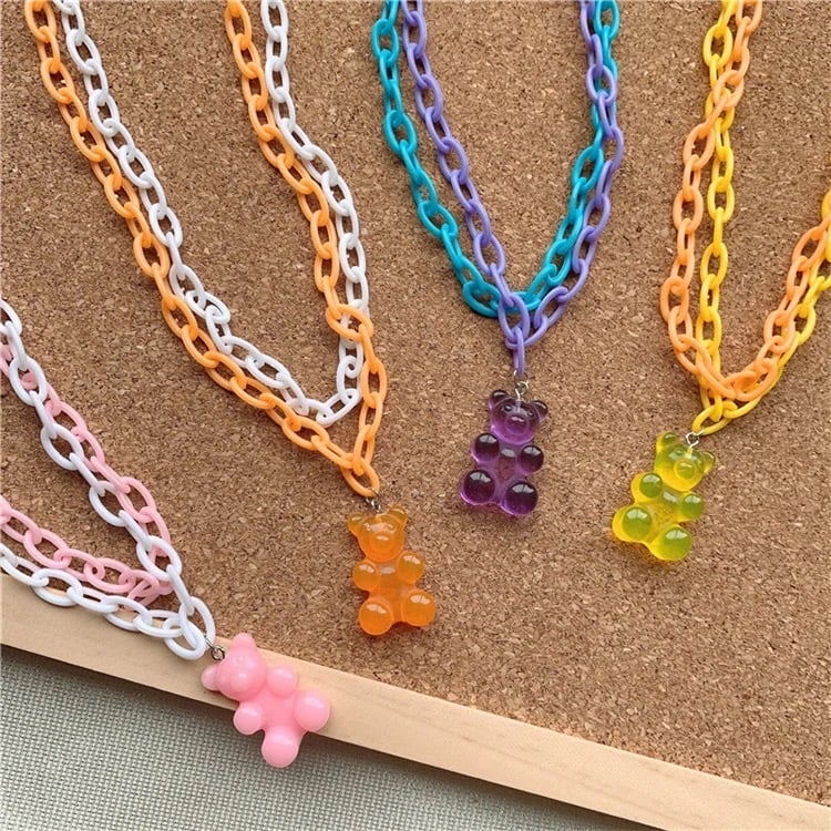 Image of Double Chain Gummy Bear Necklace (8 colors)