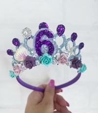 Image 1 of Mermaid birthday tiara crown in lilac and purple party accessories 