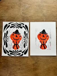 halloween linocut reduction print - jack
