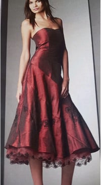 Image 4 of Y2K Red Prom Dress, Beaded, Party, Evening, Nicholas Millington, UK Size 8